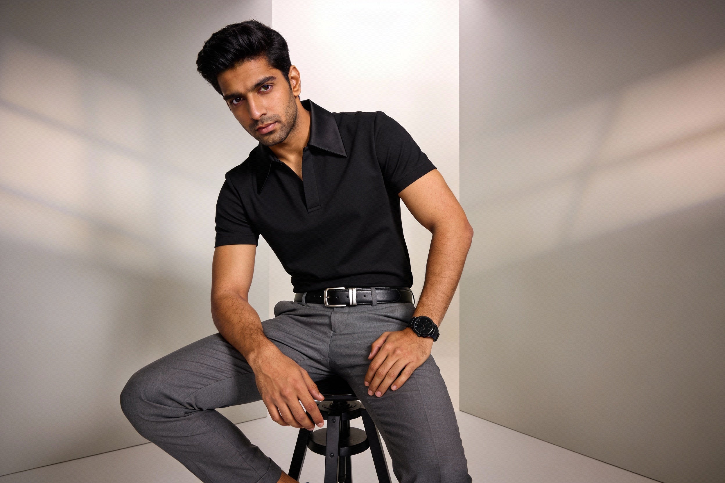 The Obsidian Pique | Luxury Black Polo